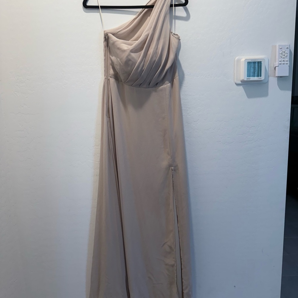 Birdy Grey One-Shoulder Beige Dress